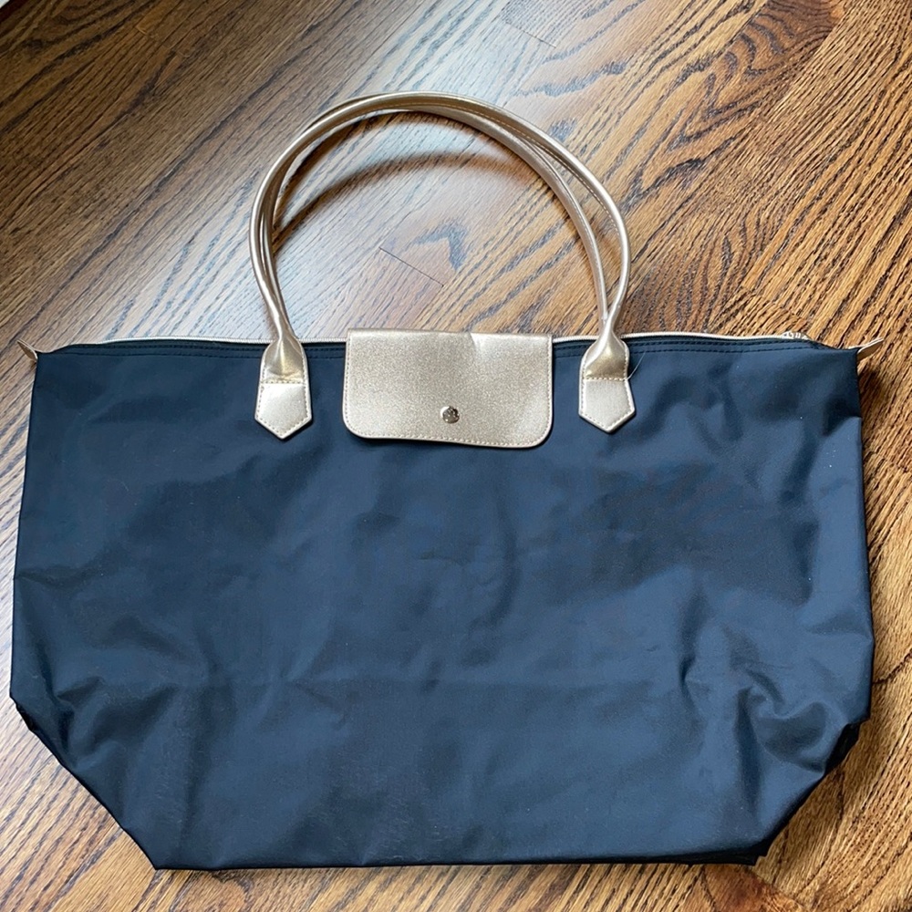 Black nylon tote similar to Longchamp